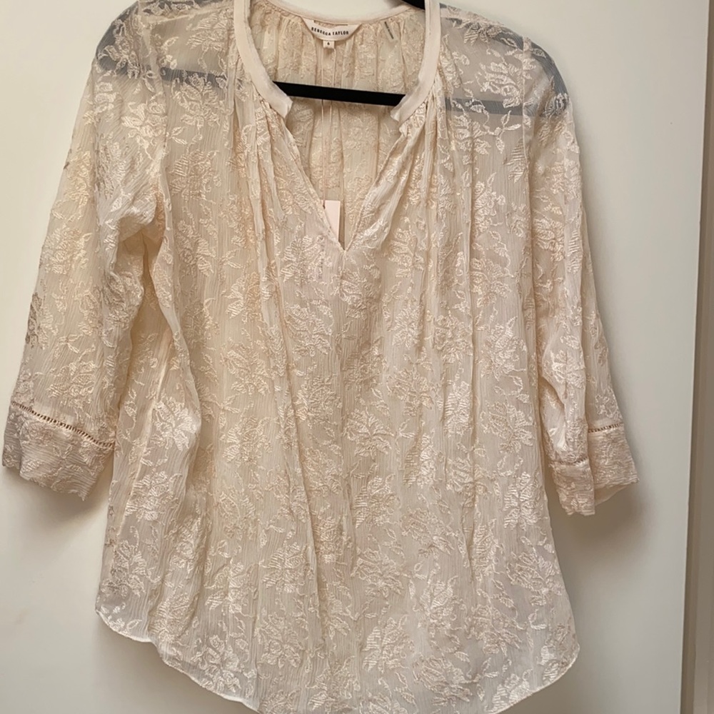 Rebecca Taylor cream lace blouse size 6, NWT